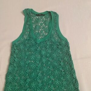Green Lace Sleeveless Top - Size M